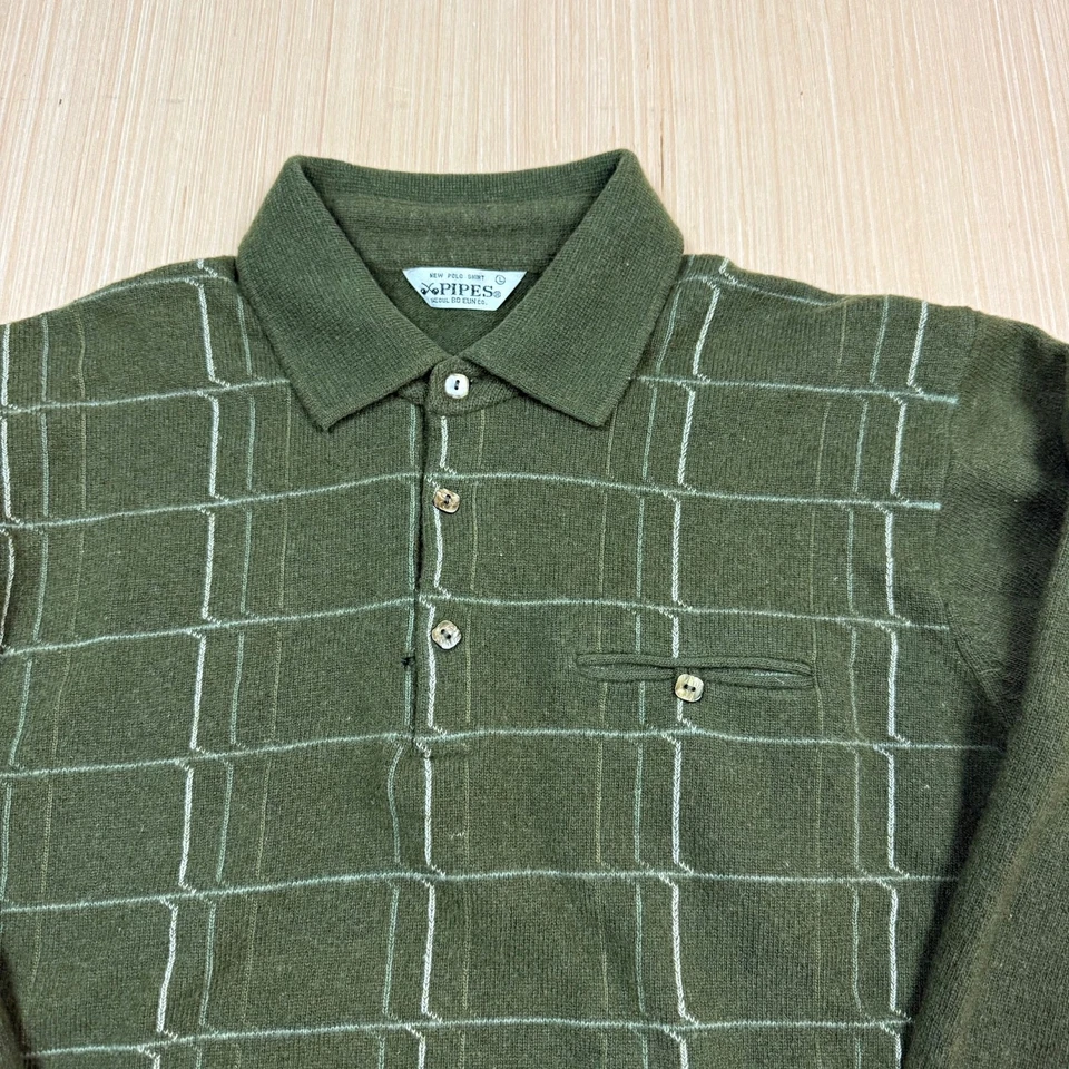 Винтажный 60-х 70-х рокабилли поло свитер вязаный маленький хипстер гангстер трубы - Изображение 2 из 4