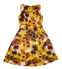 NEW NWT Women's T Tahari Square Neck Sleeveless Tie Waist Watercolor Dress 4