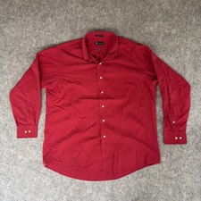 Chaps Dress Shirt Men 17-17.5 34/35 XL Red Long Sleeve Cotton Polyester