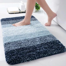 Arotive Microfiber Bathroom Rugs, Shaggy Soft and 24" x 16", Dark Blue 