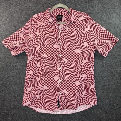Only And Sons Pink And Red Retro Button Down Shirt