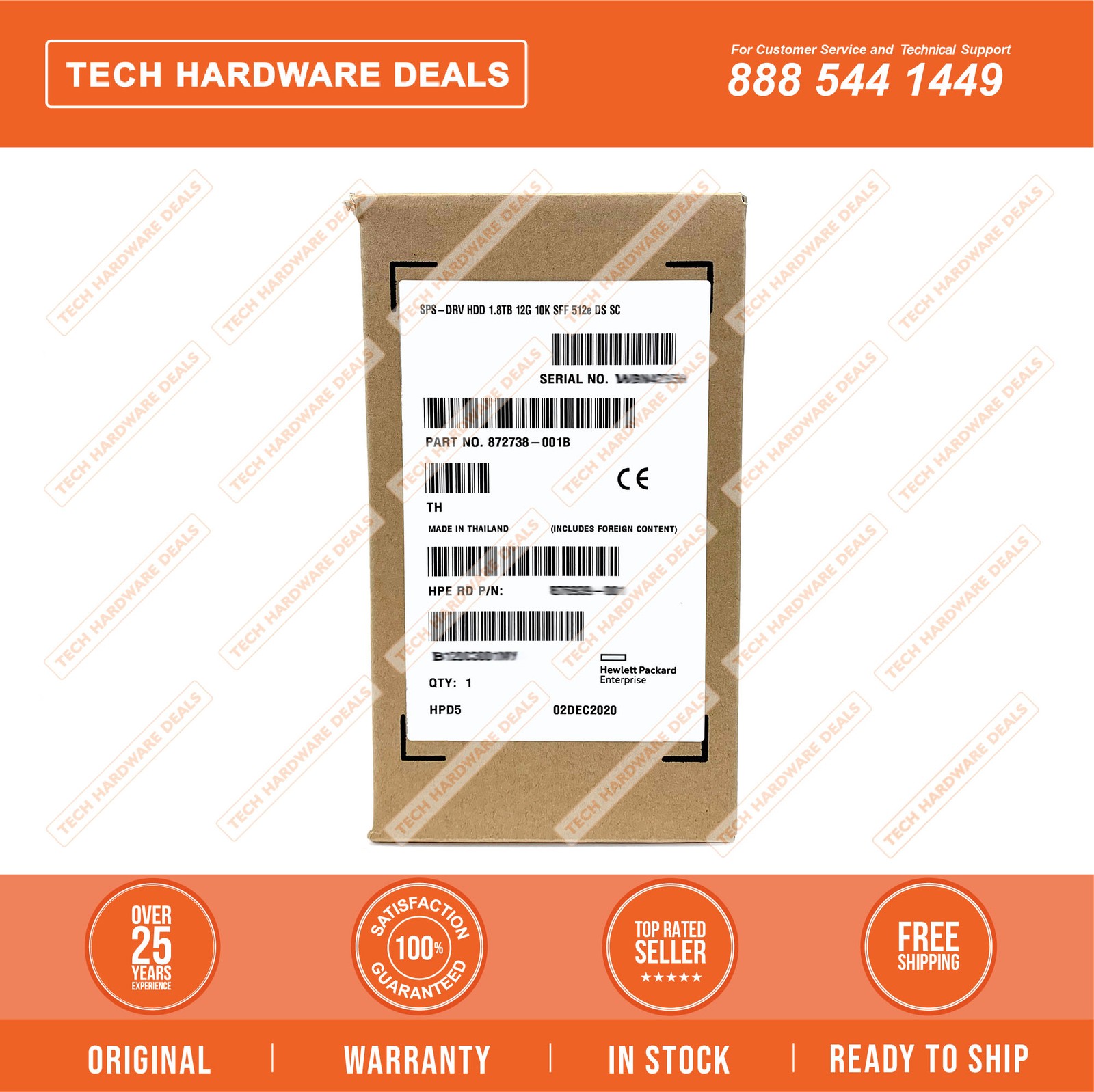EG001800JWFUU  NEW SEALED HPE 1.8TB SAS 12G 10K SFF SC 512e DS HDD