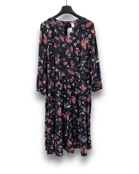Miamoda Maxikleid Gr. 50 Kleid Floral Langarm Viskose Volant Schwarz Blumen-image