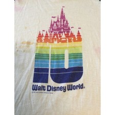 Vintage Walt Disney World T-Shirt 10th Anniversary 1981 Rainbow Castle Cast Memb