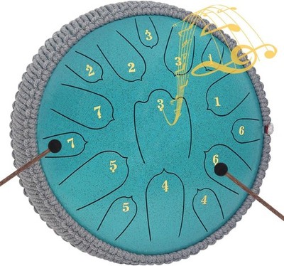 Steel Tongue Drum 12 Inches 15 Notes Musical Instruments, D Major Percussion Ins