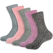 Womens Wool Socks 5 Pairs Winter Warm Socks Thick One Size Tall Multicolor-7
