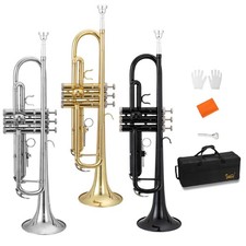 Glarry Brass Trumpet Bb w/ Mouthpiece Case Gloves Cloth Mouthpiece