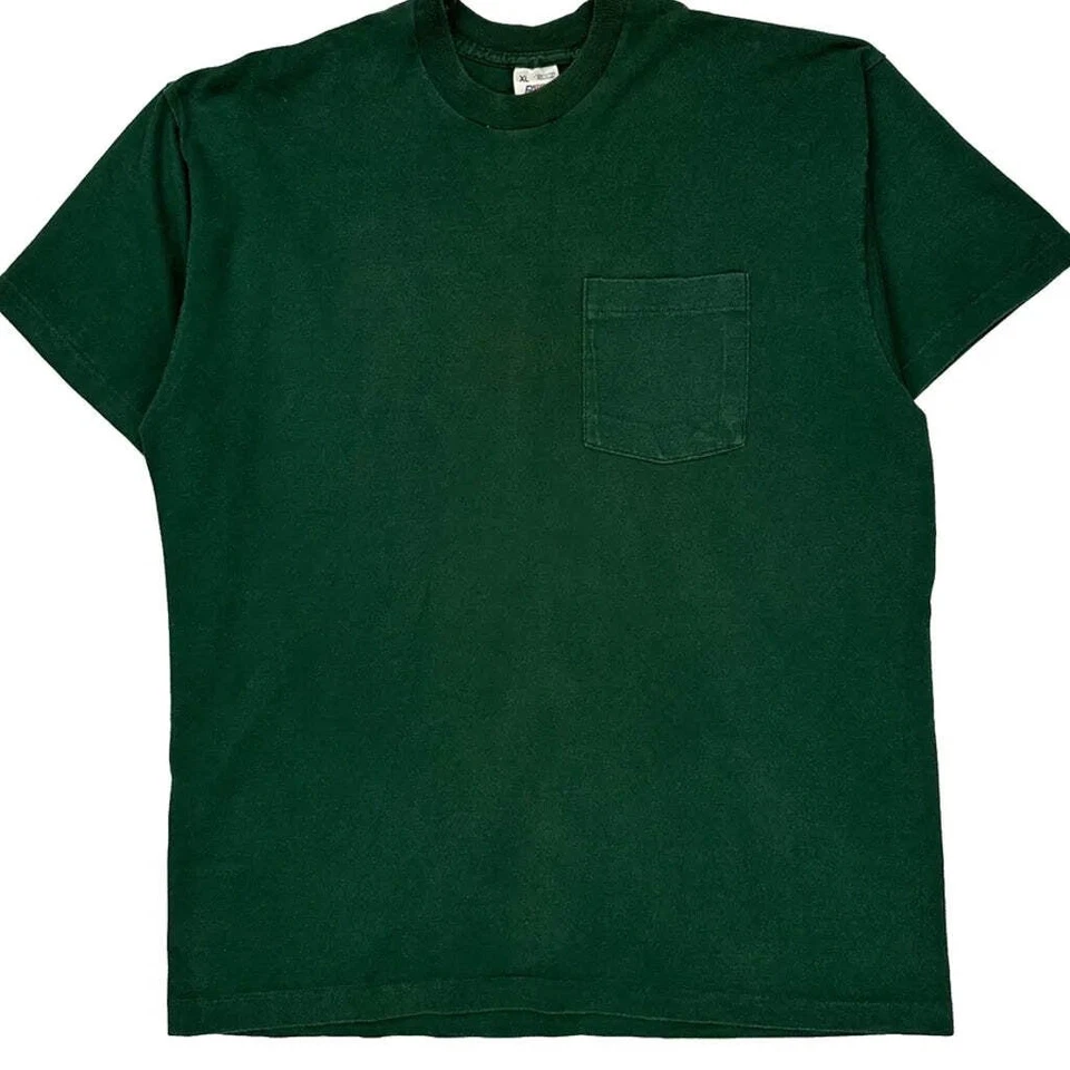 Blank Bvd Single Stitch T-Shirt - XL Green Cotton - Image 4 of 4