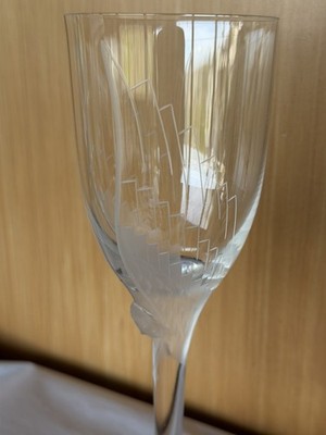 Lalique Crystal Champagne Flute  Ange De Reims  Angel Signed Lalique France