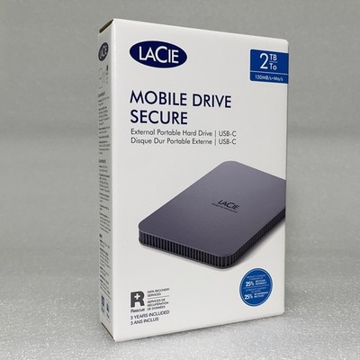 LaCie Mobile Drive Secure External Portable HDD 2TB for Time Machine Backup New