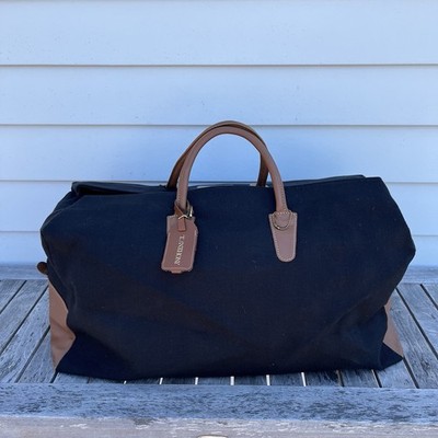 T. Anthony Weekender Duffle Bag Black Canvas Tan Leather Monogram CIH No Strap