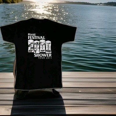T-Shirt 2 Stück AXE Festival SHOWER TOUR 2011 M Kurzarm Rundhals Schwarz  NEU