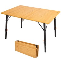 KingCamp Bambus Campingtisch Woboo L Camping Falttisch Klapptisch Holz Stufenlos