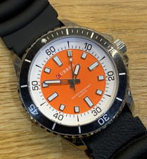 Sports Diver, style quartz watch Orange dial black silicone strap divers dive
