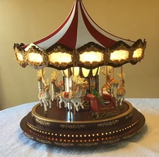 Mr Christmas Deluxe Christmas Carousel With Box, Very Large, 16” With Felt Roof