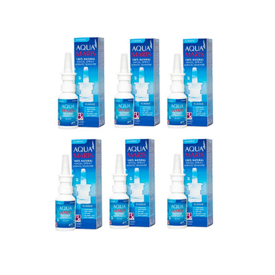 6 X 30ml AQUA MARIS Classic 100% Natural Nasal Spray for Irritated & Dry Nose