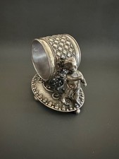 Figural SilverPlate Winged Cherub NapkinRing On Ball Pedestal MiddleTown Co. #90