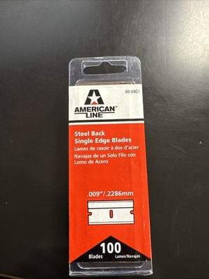 100 Pack Steel Back .009'' Single Edge Razor Blades Scraper Cutter Straight Knife