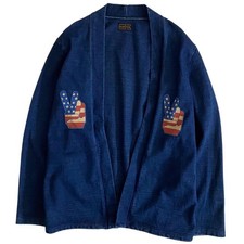 Kapital Kountry Dense IDG Sweat Cardigan Blue Size M