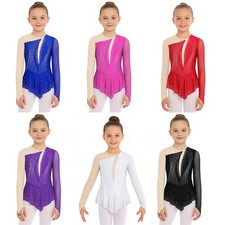 Kids Girls Costume Competition Dancewear Ballet Dress Stage Dance Finger Holes