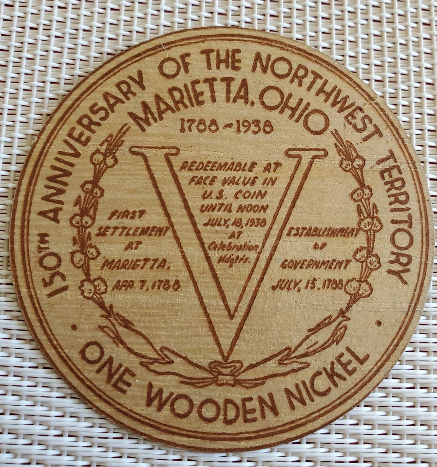 1937 Marietta OH FDC & 1938 Wooden Nickels – Northwest Territory 150th Set - Image 4 of 4