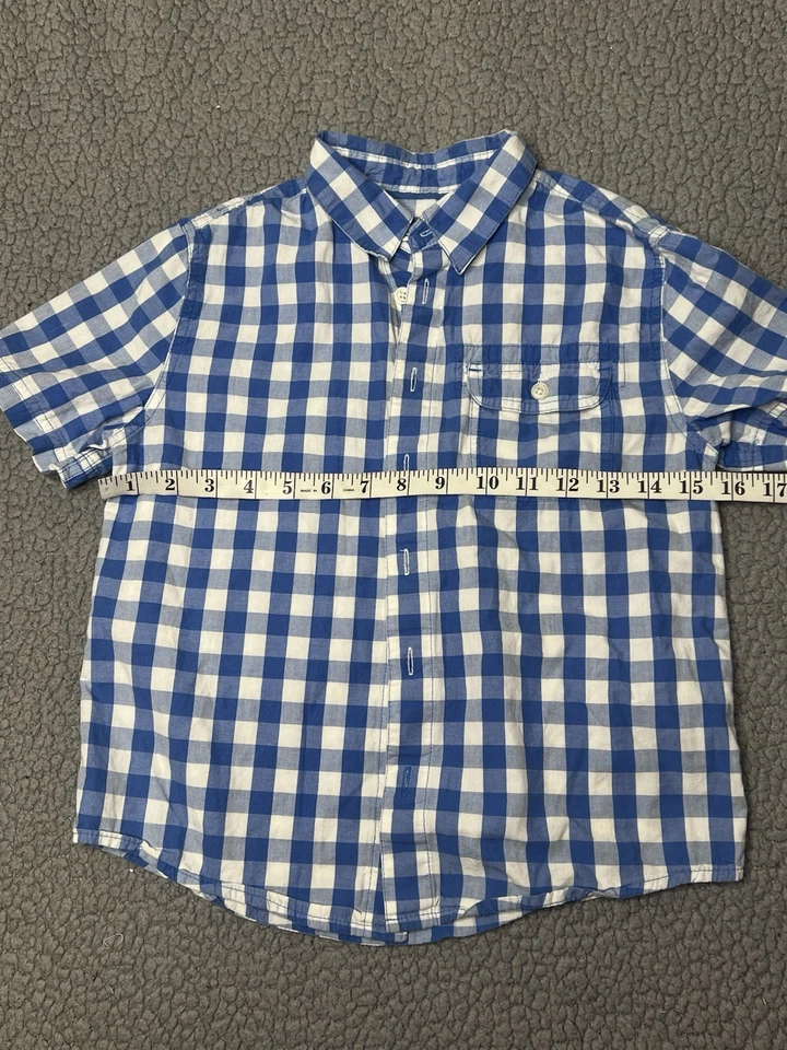 Cherokee Blue And White Button Up Short Sleeve Blouse Little Boys Size Small 6/7 - Image 4 of 4