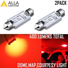 Alla Lighting Led Pure Bright Red 41mm 6451 Festoon Dome Light Bulb Map Light