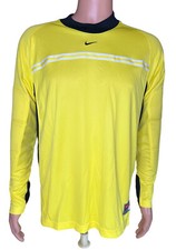 VTG Nike Team Fit Dry Rio Goalkeeper Goalie Long Sleeve Jersey Yellow Sz. Medium