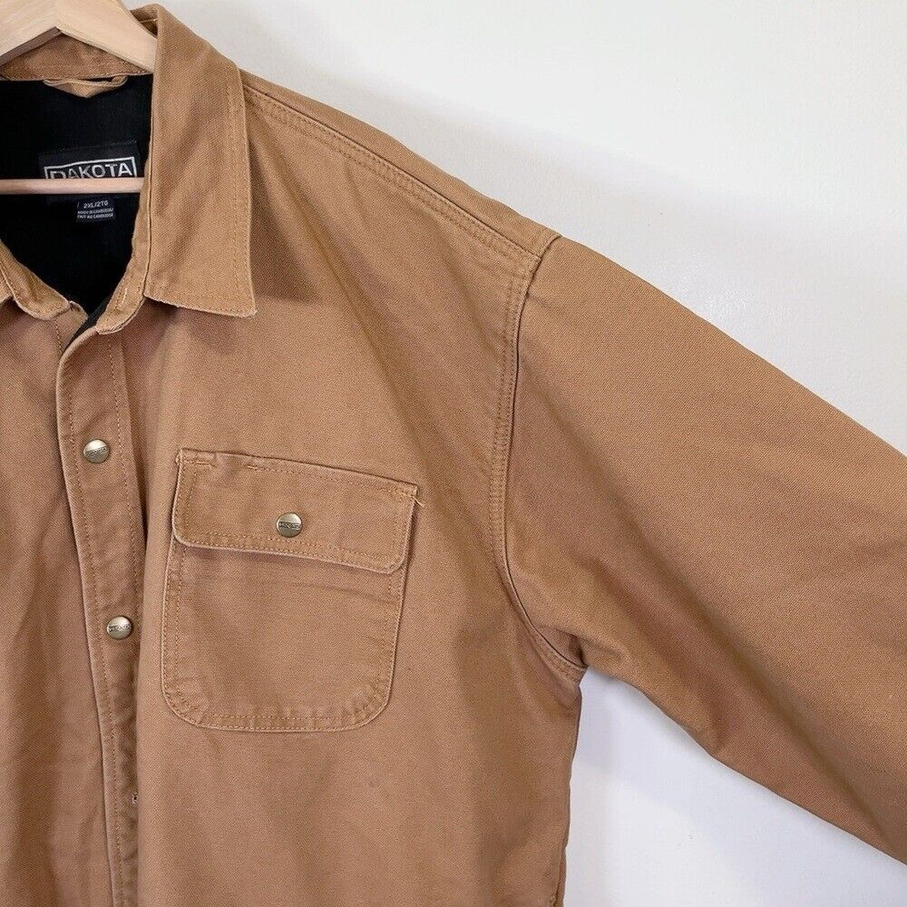 DAKOTA ダックシャツジャケット Dakota Fleece Lined Brown Weight Duck Snap Button Shirt XXL