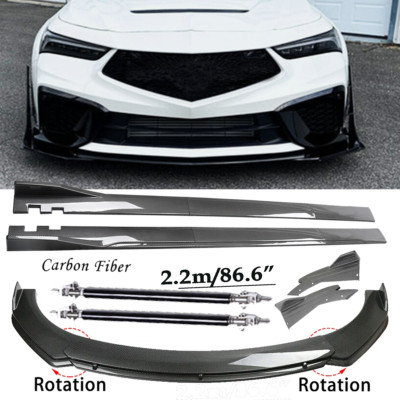 For Acura Integra Carbon Fiber Front Bumper Lip Spoiler 86.6'' Side Skirt D