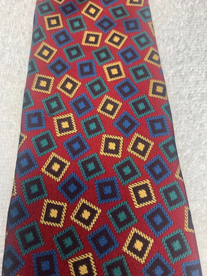 CORBATA PERRY ELLIS HOMBRE ROJA CON AZUL DORADO VERDE 3,5 X 58 Foto 3 de 4
