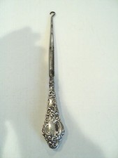 ANTIQUE VICTORIAN PERIOD ENGLISH STERLING SILVER SHOE / BUTTON HOOK, c. 1912