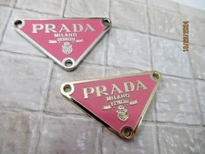 PRADA 2 ZIP PULL PINK,  CHARM gold, SILVER tone,  METAL LOT 2