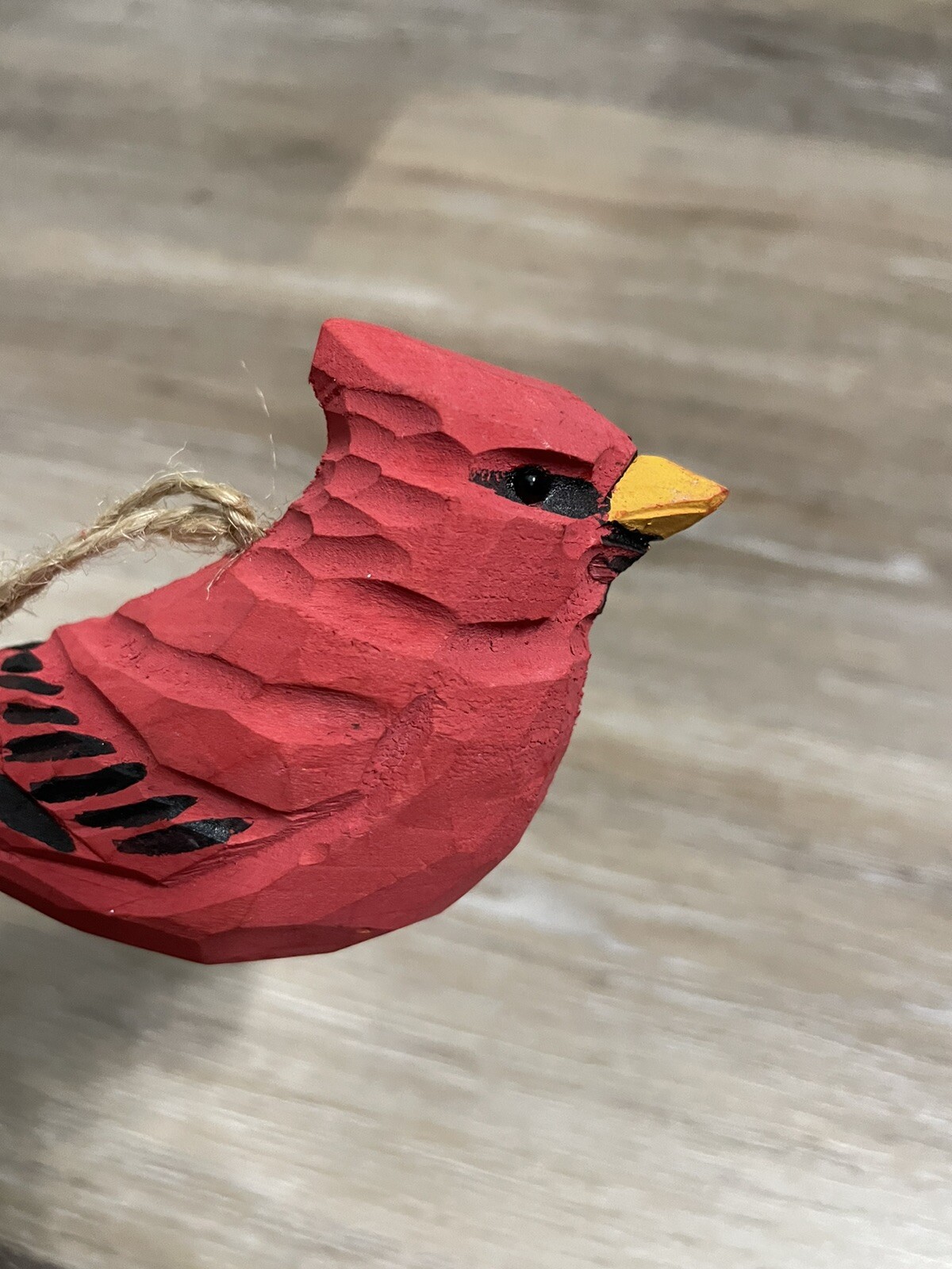 OOAK Handmade wood Carved decoy Red Cardinal Bird Christmas tree