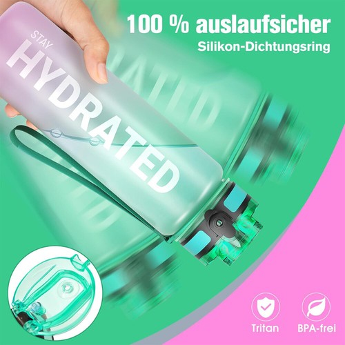 Trinkflasche Sport Trinkflasche BPA-frei Tritan 1L Auslaufsicher Wasserflasche - Bild 19 von 21