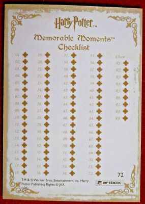 HARRY POTTER MEMORABLE MOMENTS #1 Card #72 CHECKLIST UK