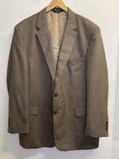 Jos A Bank Sport Coat Jacket Houndstooth Mens 48L Blazer Wool Brown