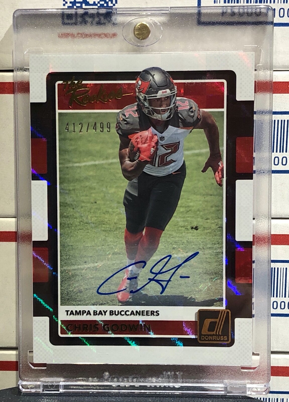 2017 PANINI DONRUSS CHRIS GODWIN, #22, THE ROOKIES, AUTOGRAPHED, SERIAL #412/499