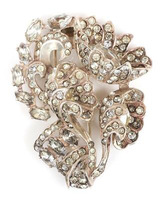 Vtg Sterling 3D Diamante Floral Clip EISENBERG ORIGINAL Sign Openwork Pave 157jy