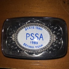 State Team PSSA 1983 Second Team Belt Buckle Silver Tone