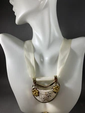 Tibetan Old Conch Shell Pendant Chicken Etched Silver Repousse