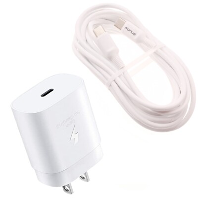 25W Fast Home Charger PD Type-C 6ft USB-C Cable Quick Power Adapter for Tablets
