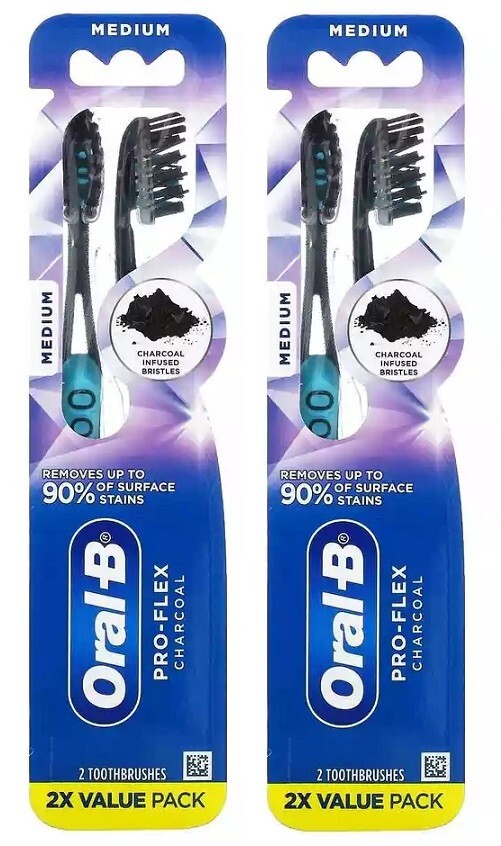 2 Pack- Oral-B, Pro-Flex Charcoal Toothbrush, Medium, 2 Pack