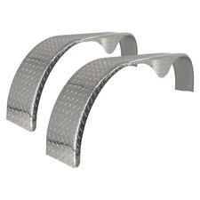 (2) Tandem Axle Aluminum Diamond Plate Teardrop Trailer Fenders 9" x 72" x 18"