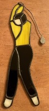 Vintage Stained Glass Golfer Suncatcher 8.5  