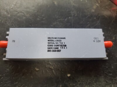 NOS Delta Microwave L5633 GPS Filter/Amplifier L1=1575.4 L2=12276 MHz Tested OK
