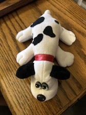 Vintage 1986 Tonka Pound Puppies White with Black Spots Plush Red Collar 8  