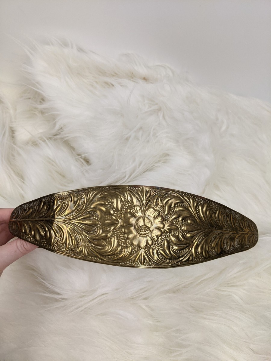 Vintage-Inspired Floral Metal Belt in Brass and Copper Brass Floral Motif Vintage Metal Chain Link Belt 32 to 34  main image 2