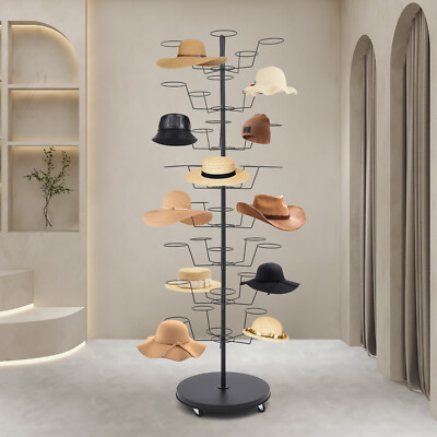 Metal Hat Rack Cloakroom Store 8-tier Rolling Hat Display Hats