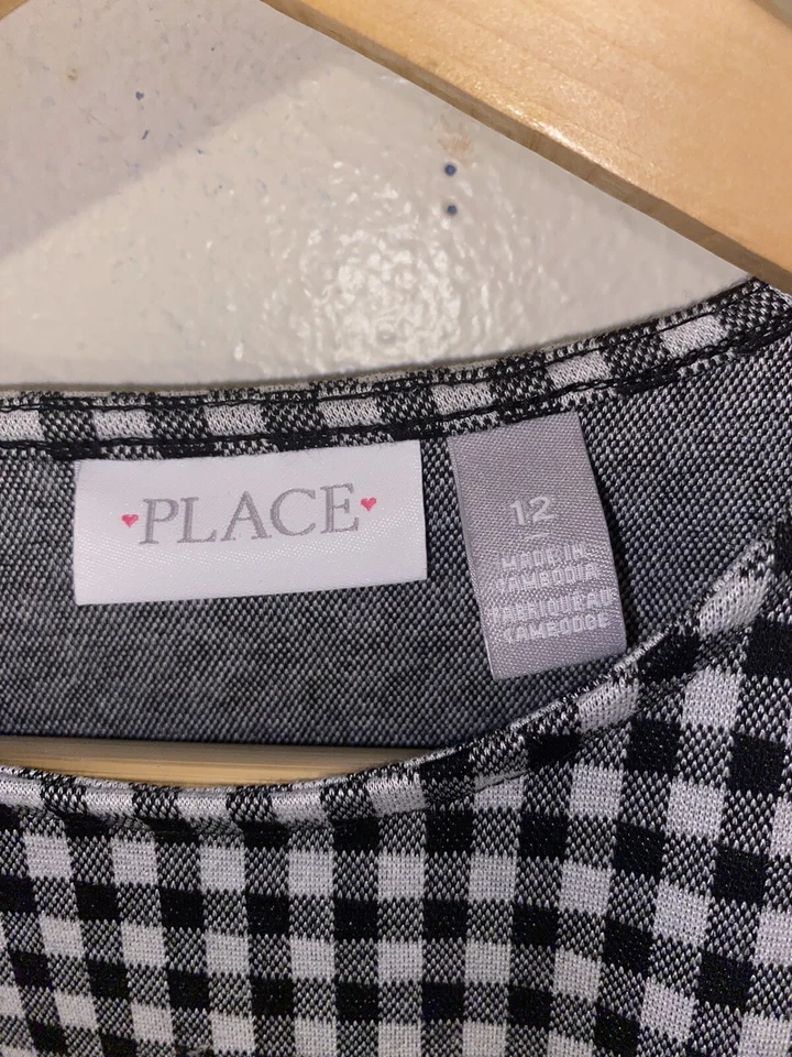 Place Girls Dress Pullover Black White Plaid Size 12 Party - Image 4 of 4
